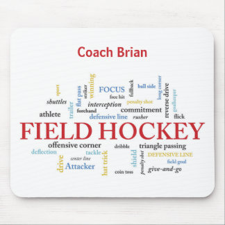 Personalise, Field Hockey Coach Thank You in Words Mouse Mat