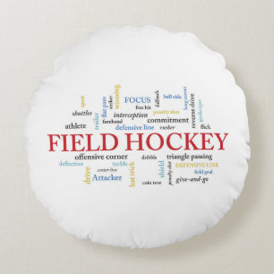 Personalise, Field Hockey Coach Thank You in Words Round Cushion