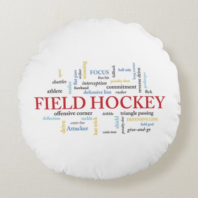 Personalise, Field Hockey Coach Thank You in Words Round Cushion (Front)