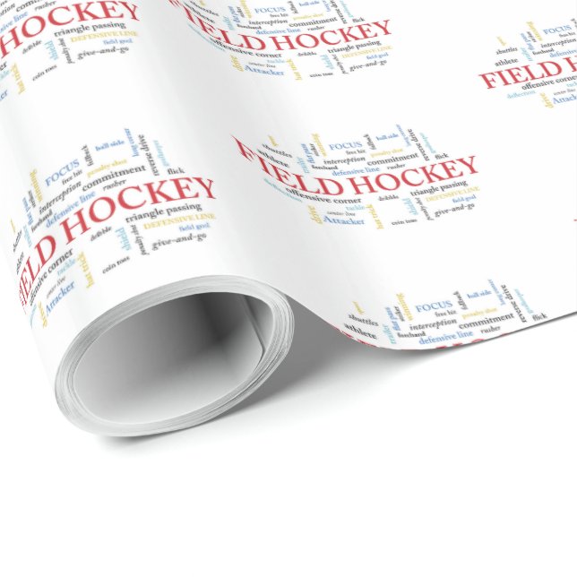 Personalise, Field Hockey Coach Thank You in Words Wrapping Paper (Roll Corner)
