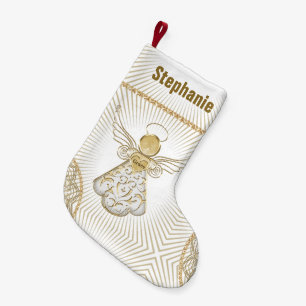 Personalise:  Filigree Christmas Angel of Grace Small Christmas Stocking