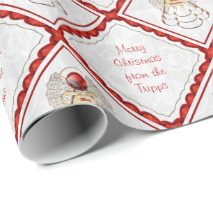 Personalise - Filigree Merry Christmas Angel Wrapping Paper