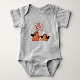 Personalise FIRST VALENTINES DAY Cherub Angel Baby Bodysuit