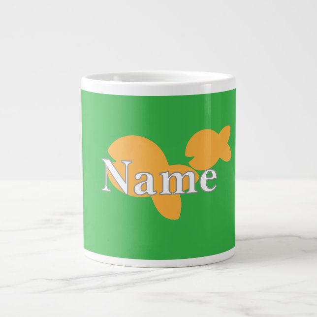 Personalise Fish Brt Green    Large Coffee Mug (Front)