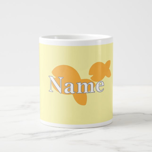 Personalise Fish Yellow   Large Coffee Mug (Front)