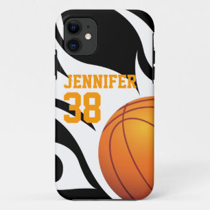 Personalise Flaming Basketball B/W iPhone 11 Case