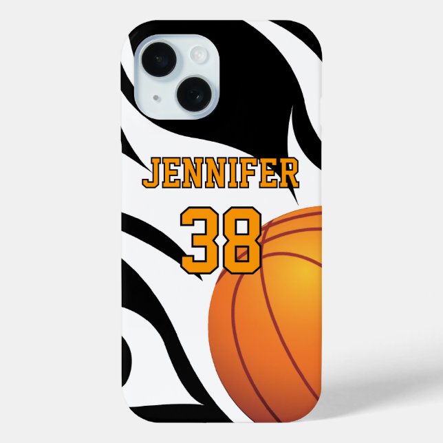 Personalise Flaming Basketball B/W Case-Mate iPhone Case (Back)
