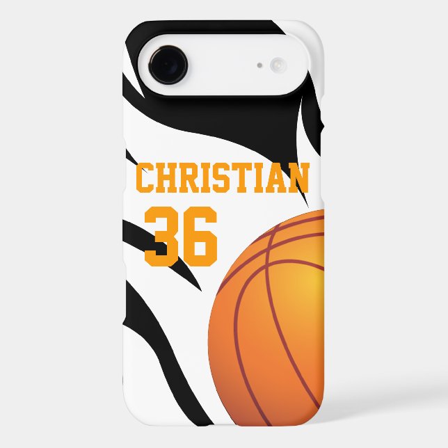 Personalise Flaming Basketball B/W Case-Mate iPhone Case (Back)