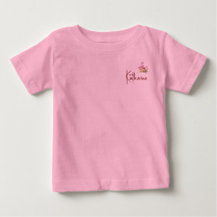 Personalise Flamingo with Tropical Flowers Aloha Baby T-Shirt