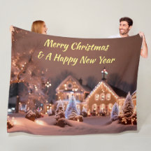 Personalise Fleece Blanket Outdoor Christmas Scene