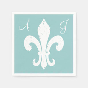Personalise fleur de lis paper napkins for wedding