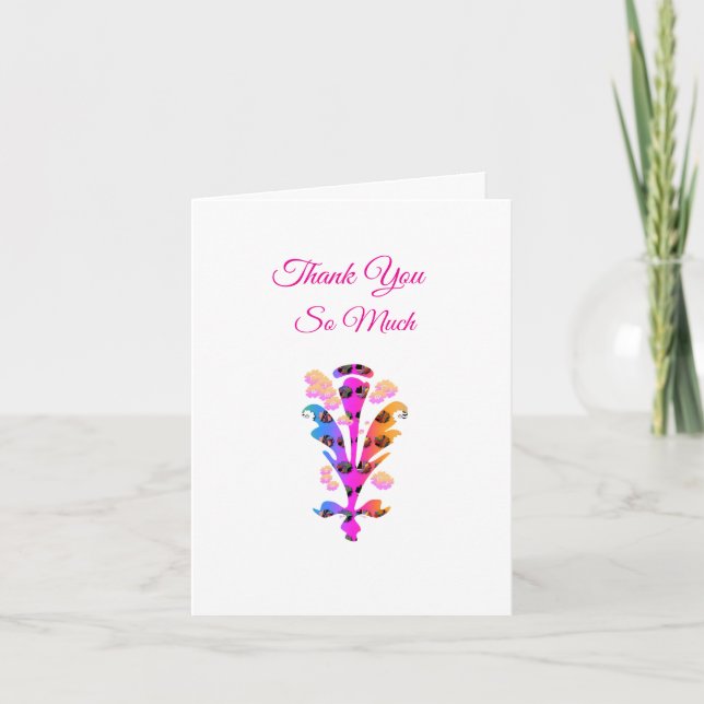 Personalise Floral Flourish Wedding Thank You Card (Front)