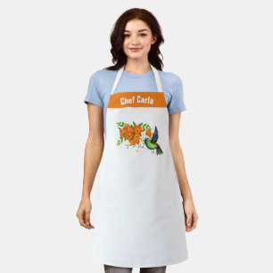 Personalise Floral Humming Bird Baker Chef Apron
