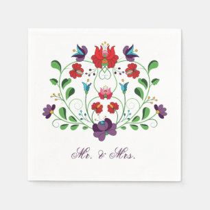 Personalise Floral Love Message Heart  Napkin