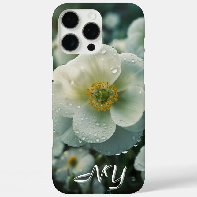 Personalise Floral Monogram Case for iPhone 16 Pro (Back)
