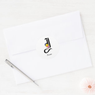 Personalise Floral Monogram J + Name Envelope Seal