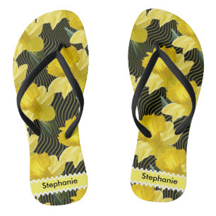 Personalise: Floral Photography Abstract Daffodils Flip Flops