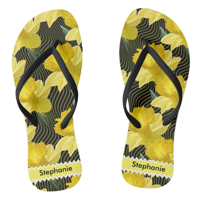 Personalise: Floral Photography Abstract Daffodils Flip Flops (Footbed)
