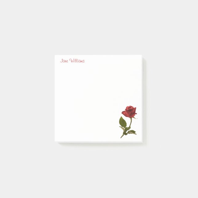 Personalise:  Floral Photography - One Red Rose Post-it Notes (Front)