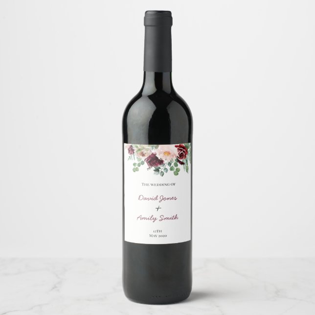 Personalise Floral Wine Label (Front)