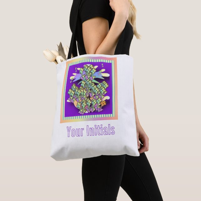 Personalise Flower Grove  Tote Bag (Close Up)