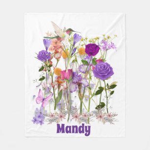 Personalise Flowers of the Heart Fleece Blanket