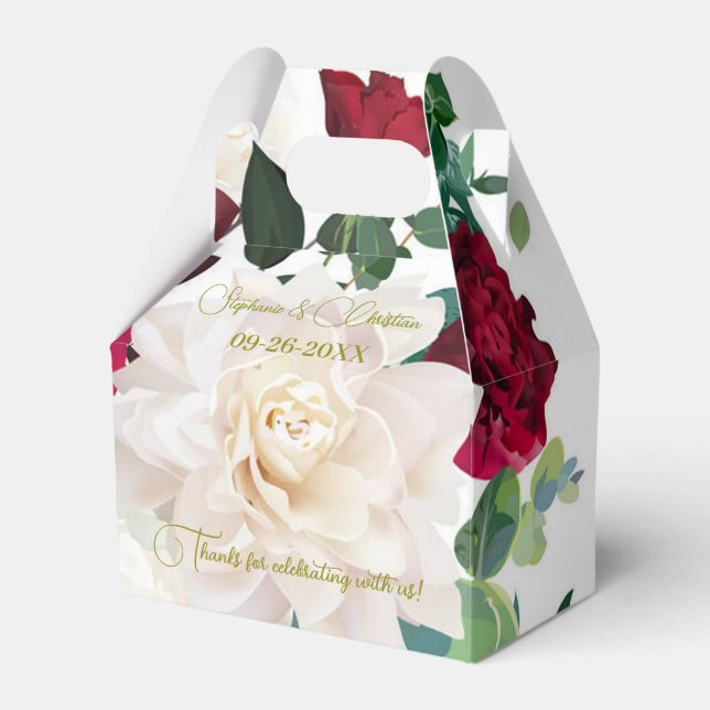 Personalise Flowers Roses Peony Dahlia Wedding     Favour Box (Front Side)