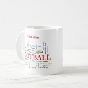 Personalise, Football Coach Thank You in Words Coffee Mug