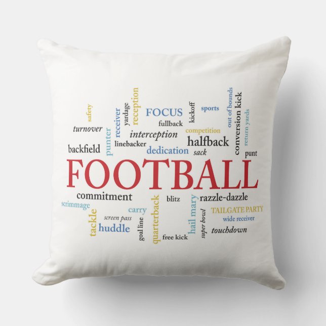 Personalise, Football Coach Thank You in Words Cushion (Front)
