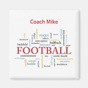 Personalise, Football Coach Thank You in Words Magnet