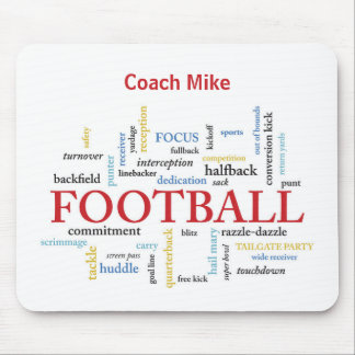 Personalise, Football Coach Thank You in Words Mouse Mat