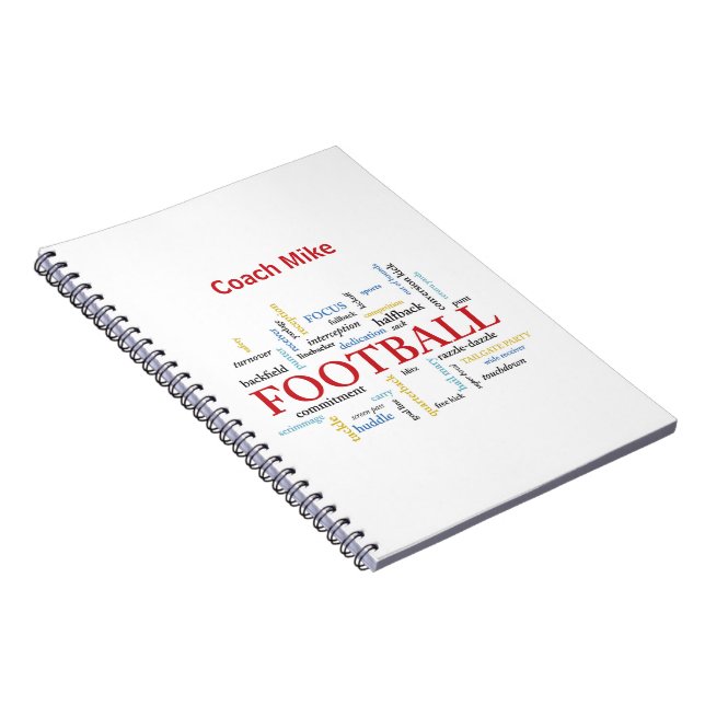 Personalise, Football Coach Thank You in Words Notebook (Right Side)