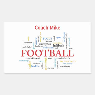 Personalise, Football Coach Thank You in Words Rectangular Sticker