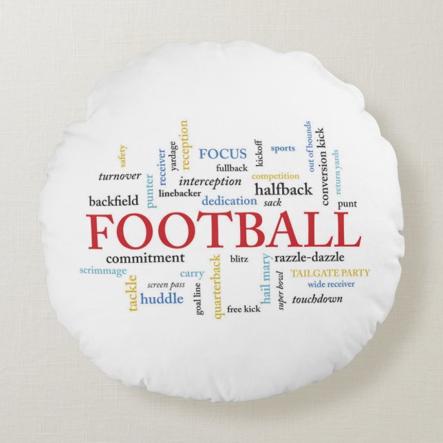 Personalise, Football Coach Thank You in Words Round Cushion (Front)