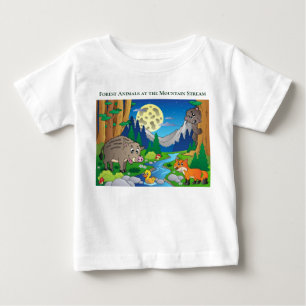 Personalise Forest Animals at the Mountain Stream Baby T-Shirt