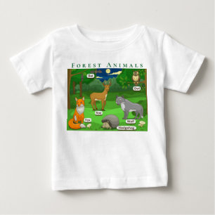 Personalise Forest Animals Deer Fox Wolf Hedgehog  Baby T-Shirt