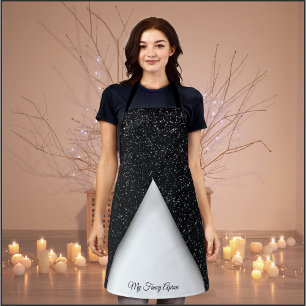 Personalise Formal Fashion Apron (Black/White)