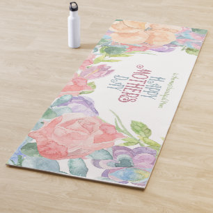 Personalise Four Flowers Watercolor Mother's Day  Yoga Mat
