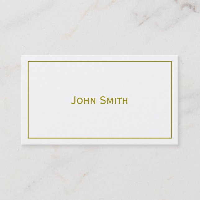 Personalise: Framed Modern Minimal Gold & White Business Card (Front)