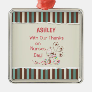 Personalise, From Group, Happy Nurses Day, Bird Metal Tree Decoration