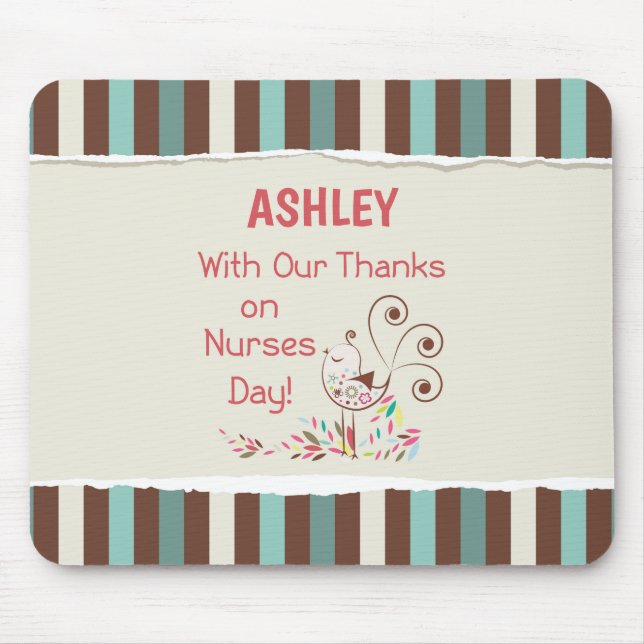 Personalise, From Group, Happy Nurses Day, Bird Mouse Mat (Front)