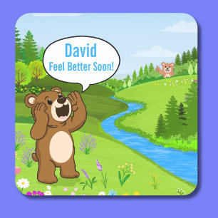 Personalise From Miles Away Get Well Square Sticker