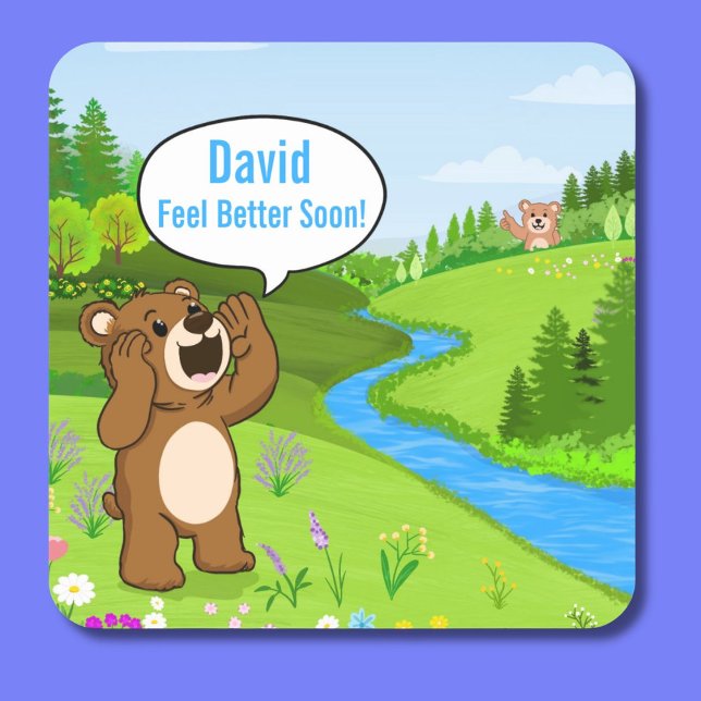 Personalise From Miles Away Get Well Square Sticker (Creator Uploaded)