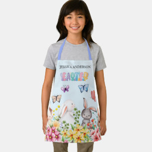 Personalise Funny Bunny Happy Easter Day Apron