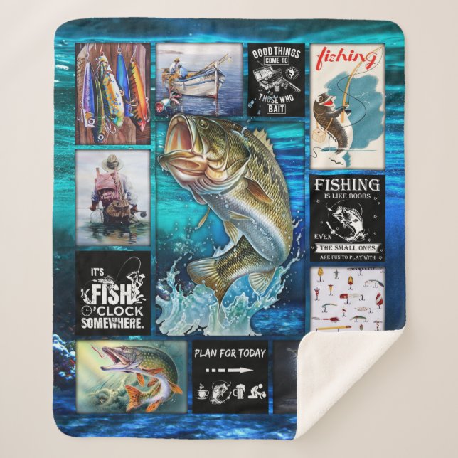 Personalise Funny Fisherman's Fishing Lover Gift Sherpa Blanket (Front)