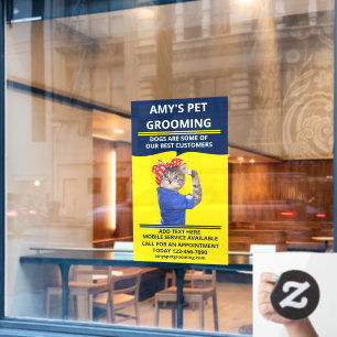Personalise Funny Pet Grooming/Salon Shop Front Window Cling