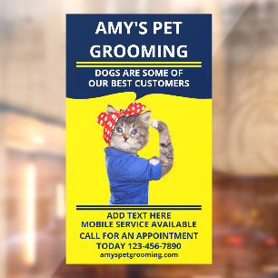 Personalise Funny Pet Grooming/Salon Shop Front Window Cling