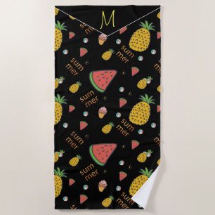 Personalise Funny Pineapple And Watermelon Beach Towel