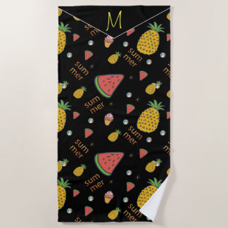 Personalise Funny Pineapple And Watermelon Beach Towel