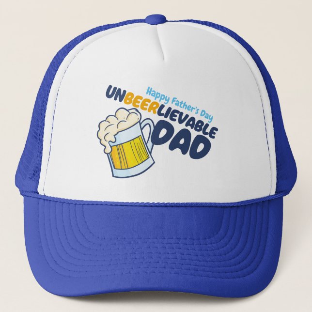 Personalise Funny Unbeerlievable Dad Trucker Hat (Front)